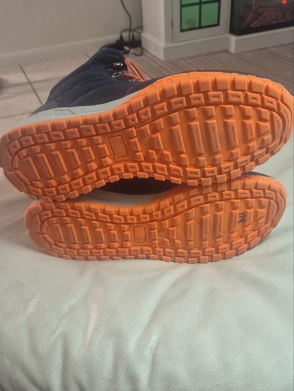 Men's Navy and Orange High-Top Outdoor Sneakers